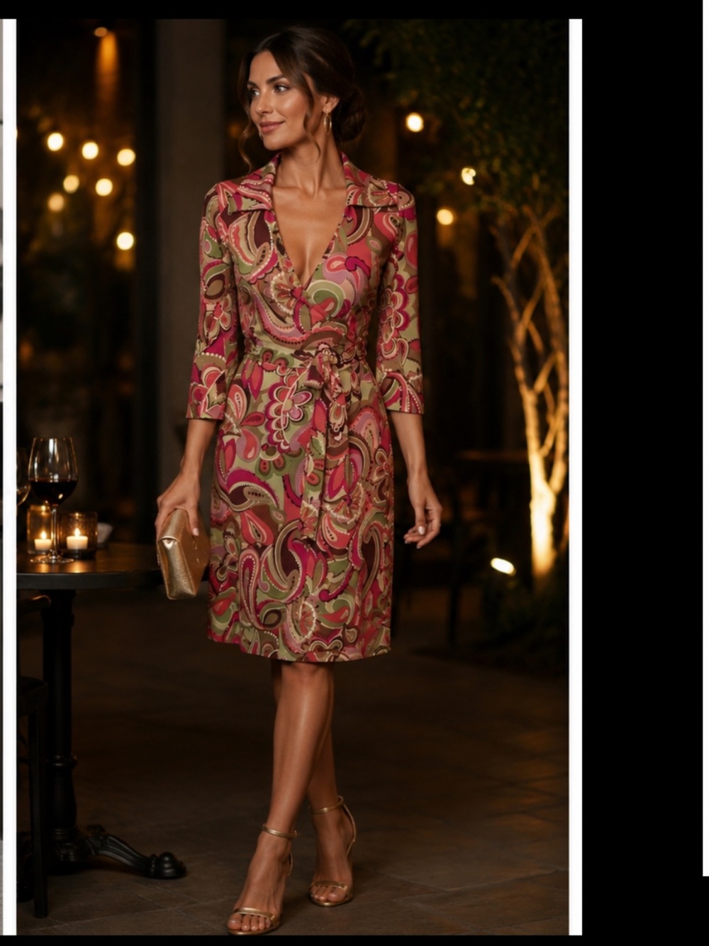 RUBY SIZE 2 RETRO‎ VINTAGE WRAP AROUND MIDI Long Sleeve DRESS. Y2K,hippie - Picture 3 of 16